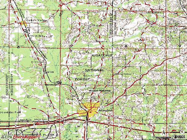 Zip code 71055 topographic map