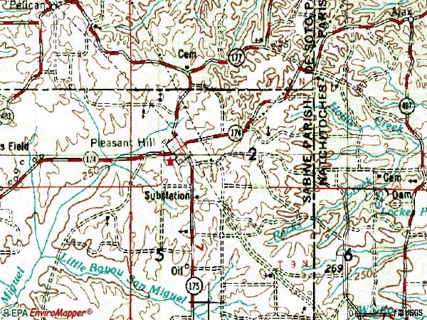 Zip code 71065 topographic map