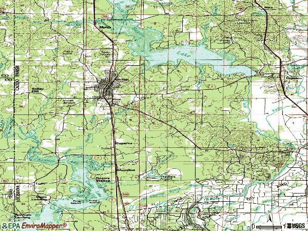 Zip code 71082 topographic map