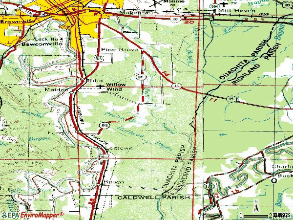 Zip code 71202 topographic map