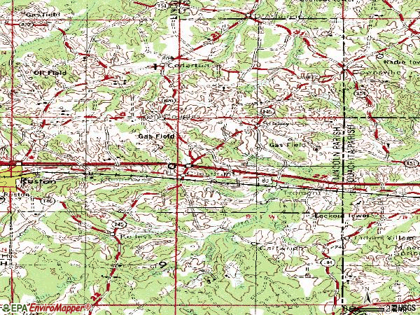 Zip code 71227 topographic map