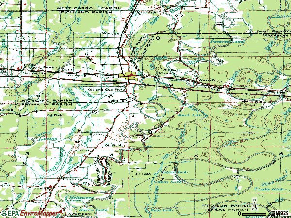 Zip code 71232 topographic map