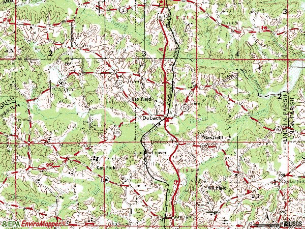 Zip code 71235 topographic map
