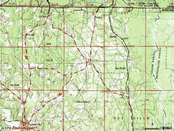 Zip code 71260 topographic map