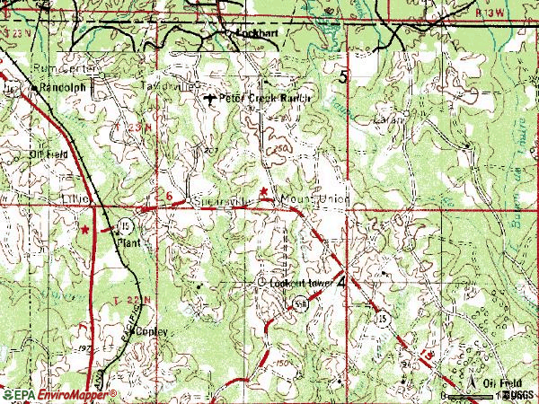 Zip code 71277 topographic map