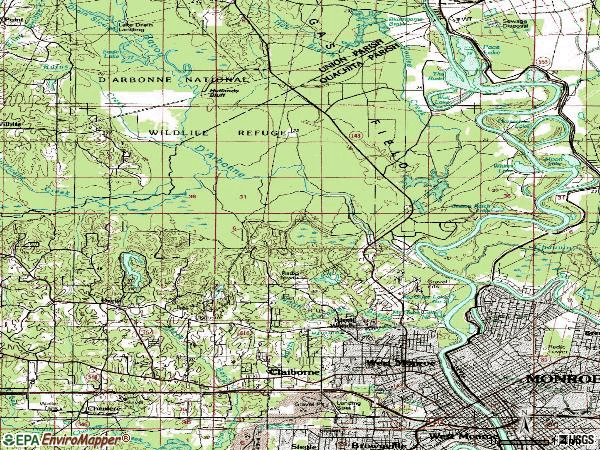 Zip code 71291 topographic map