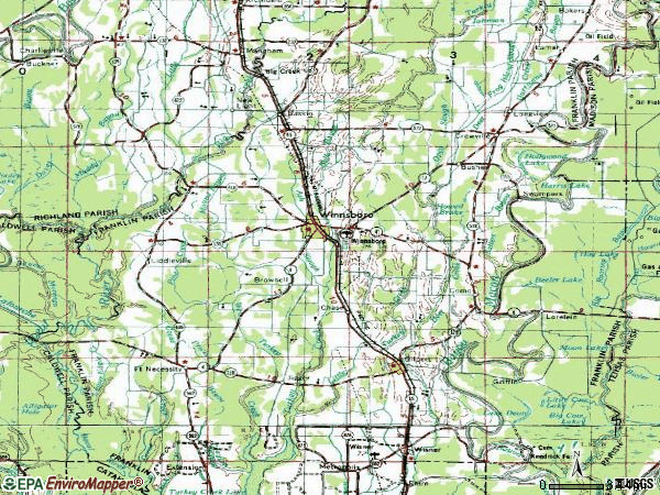 Zip code 71295 topographic map