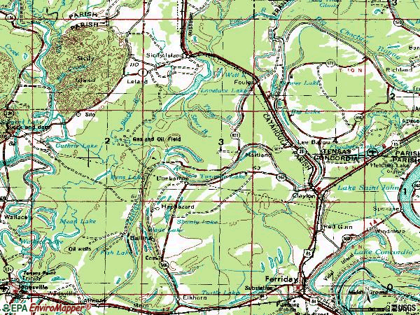 Zip code 71326 topographic map