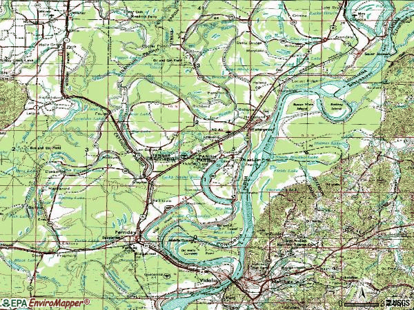 Zip code 71334 topographic map