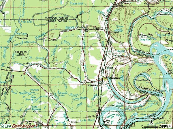 Zip code 71357 topographic map