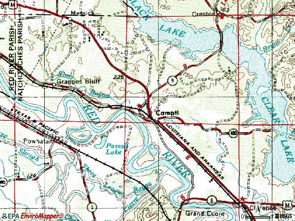 Zip code 71411 topographic map