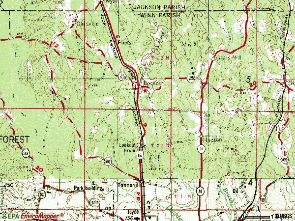 Zip code 71422 topographic map