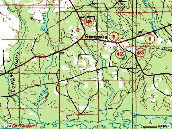 Zip code 71474 topographic map