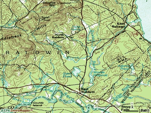 Zip code 04024 topographic map