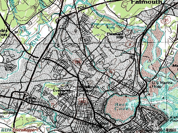 Zip code 04103 topographic map
