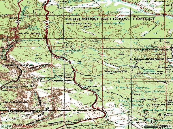Zip code 86017 topographic map