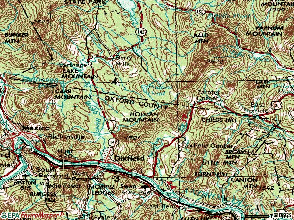 Zip code 04224 topographic map