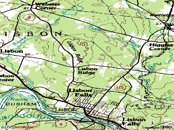 Zip code 04252 topographic map