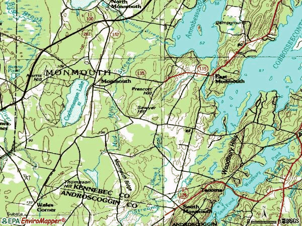 Zip code 04259 topographic map