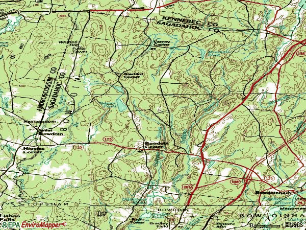 Zip code 04287 topographic map