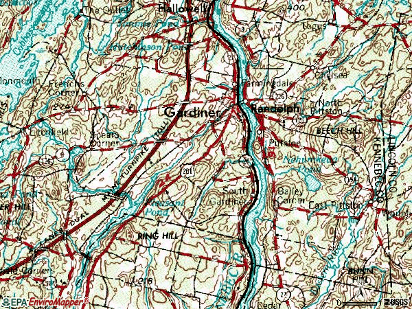 Zip code 04345 topographic map
