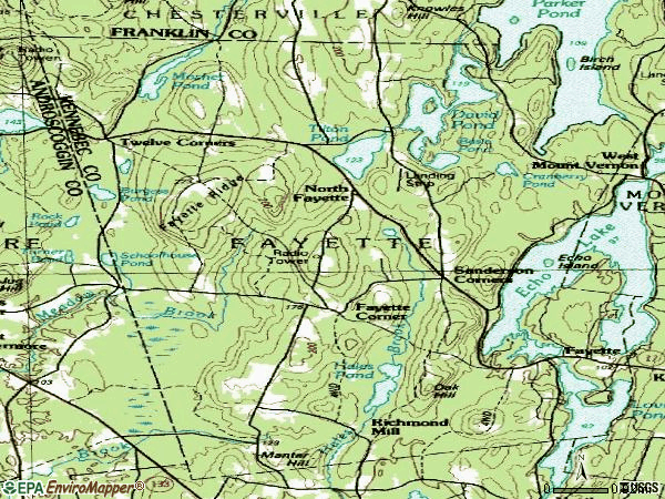 Zip code 04349 topographic map
