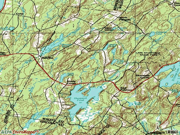 Zip code 04354 topographic map