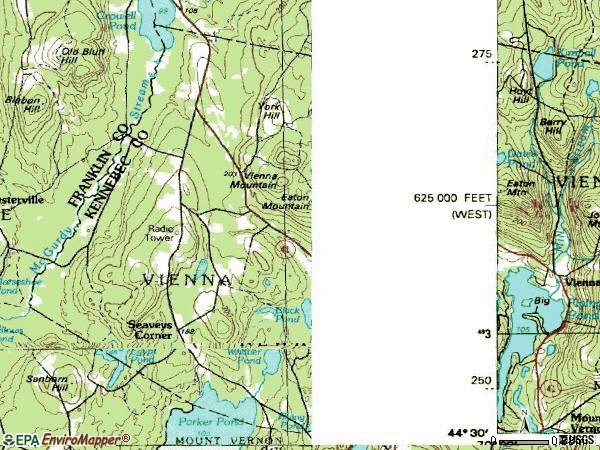 Zip code 04360 topographic map