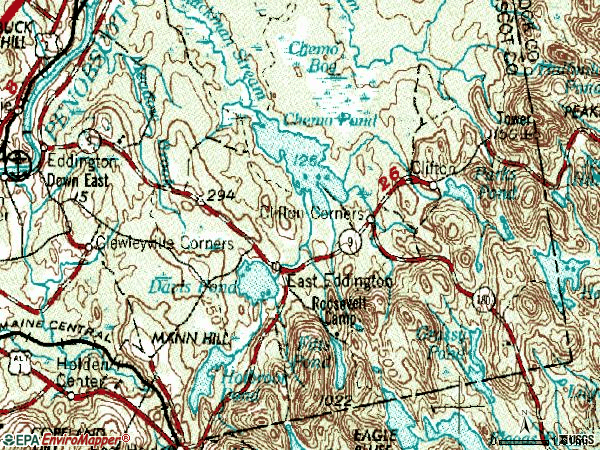 Zip code 04428 topographic map