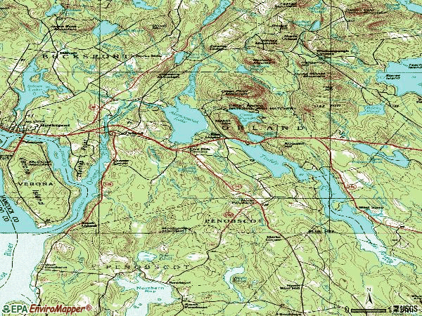 Zip code 04472 topographic map