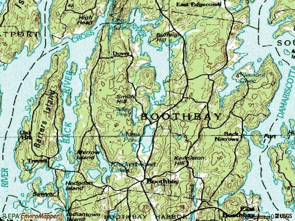 Zip code 04537 topographic map