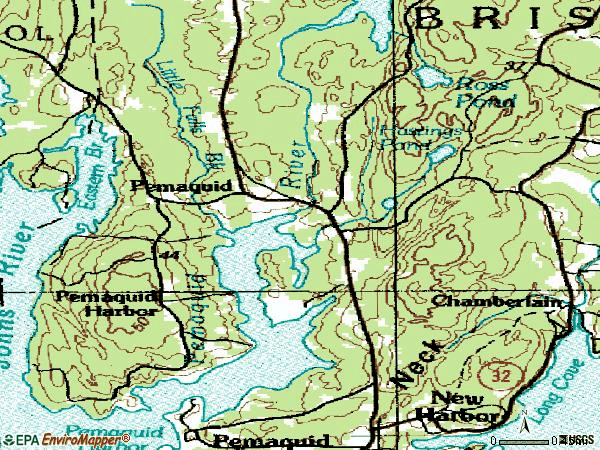 Zip code 04558 topographic map