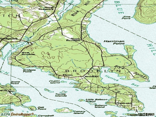 Zip code 04616 topographic map
