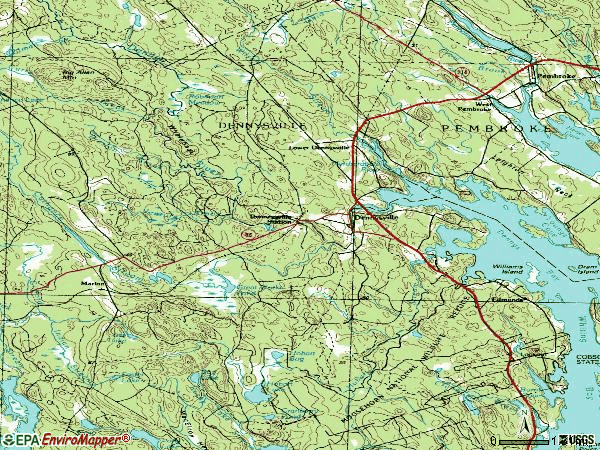 Zip code 04628 topographic map