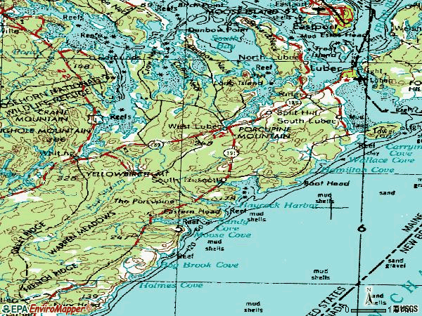Zip code 04652 topographic map