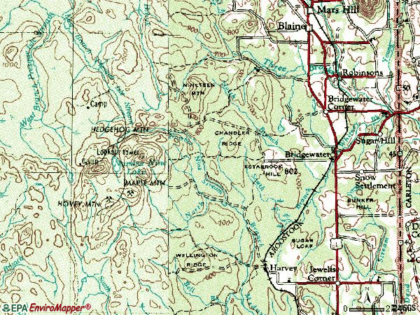 Zip code 04735 topographic map