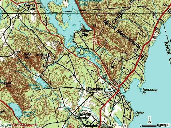 Zip code 04843 topographic map