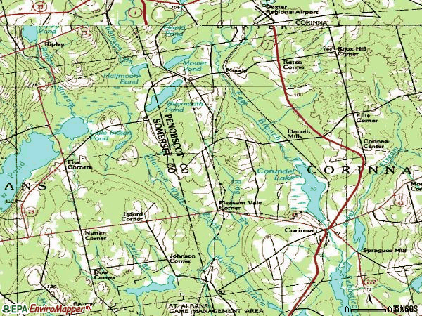 Zip code 04928 topographic map