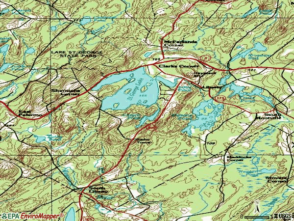 Zip code 04949 topographic map
