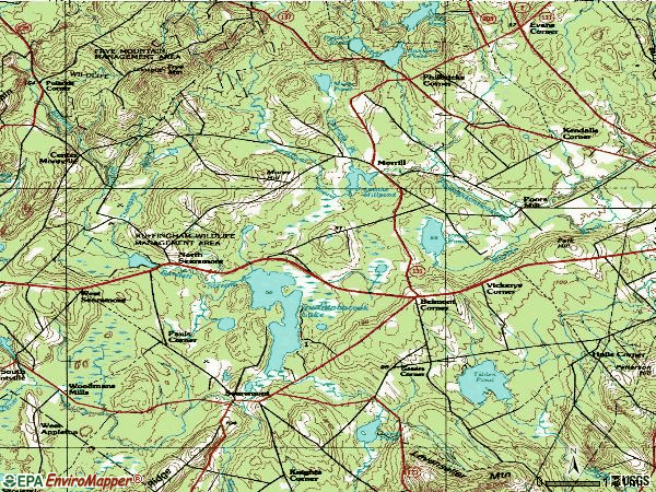 Zip code 04952 topographic map