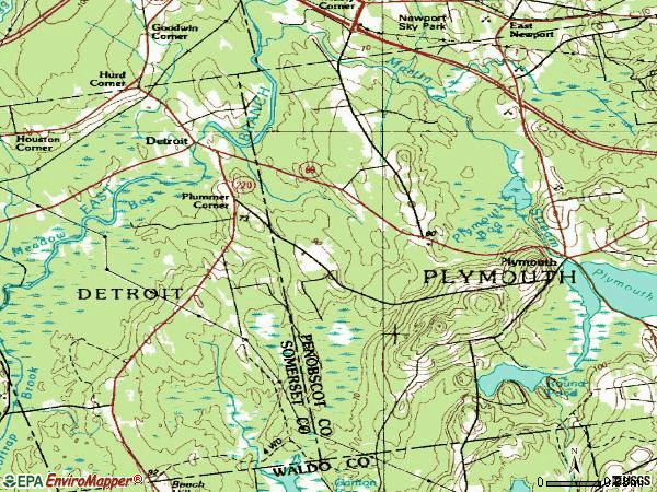Zip code 04969 topographic map