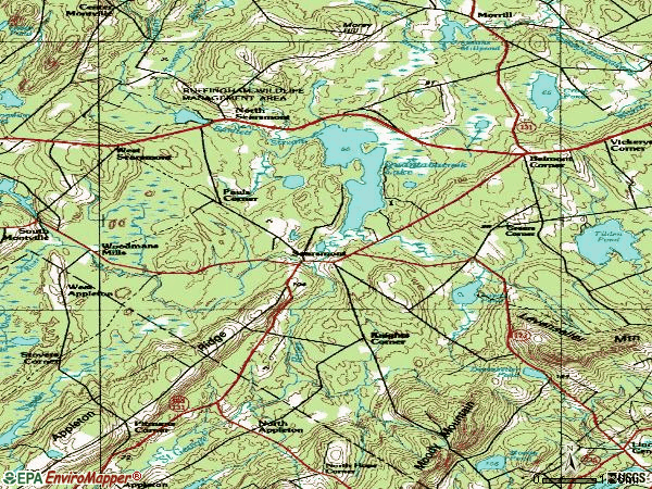 Zip code 04973 topographic map