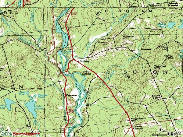 Zip code 04979 topographic map
