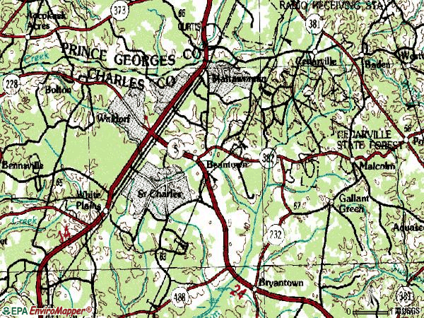 Zip code 20601 topographic map