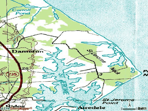 Zip code 20628 topographic map