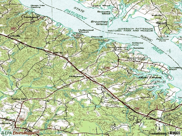 Zip code 20636 topographic map