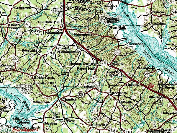 Zip code 20659 topographic map