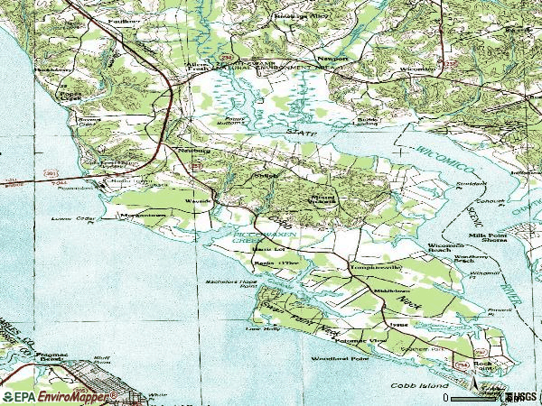Zip code 20664 topographic map