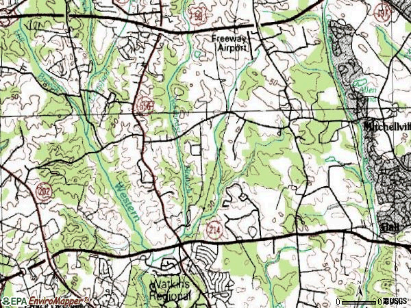 Zip code 20721 topographic map
