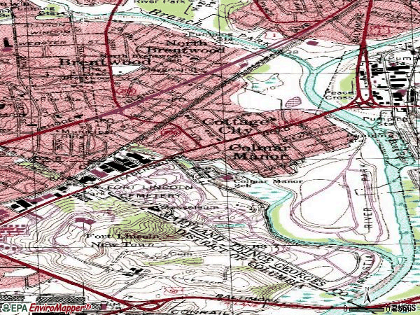 Zip code 20722 topographic map